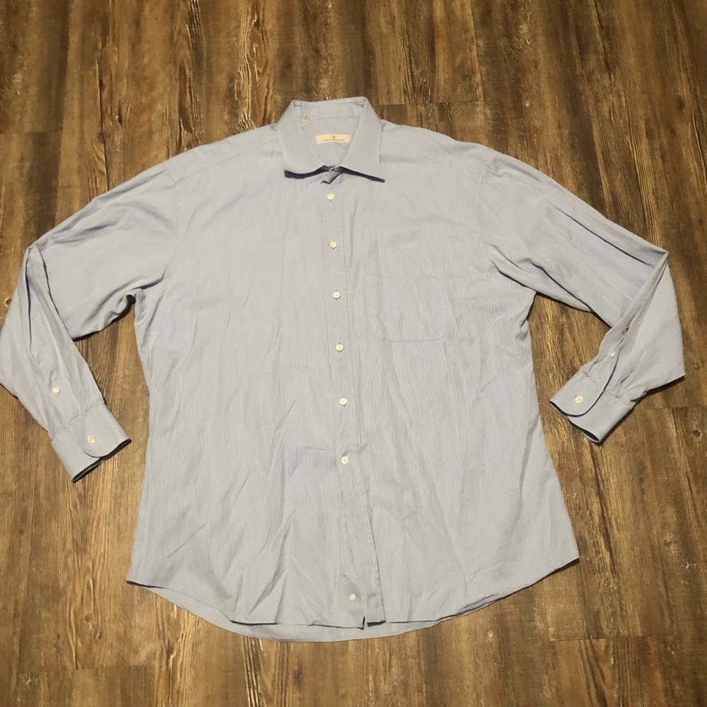 Ermenegildo Button Up Dress Shirt Men's XL Blue White Cable Plaid Print Officewe
